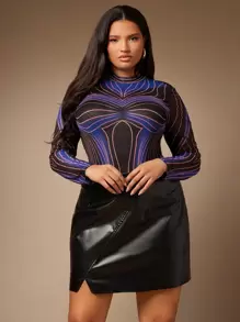 Hauture Women's Spring/Summer Plus Size Sexy Sheer Party Bodysuit - Multicolor - View 3