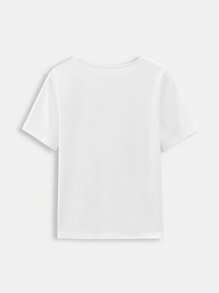 Maija Spring And Summer New Style White Metal Decorated Women's T-Shirt Tops, Urban, Modern And Elegant, Daily Casual Commuting, Suitable For Vacations, Holiday Parties, Weddings And Dates.