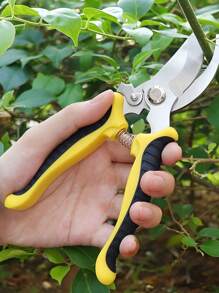 SHEIN 1pc Stainless Steel Branch Shears, Garden Scissors For Outdoor Easy Carry Multi-Functional Scissors(Yellow Orange Green)