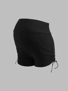 SHEIN Casual High-Waisted Adjustable Waist Maternity Shorts - Multicolor - View 12