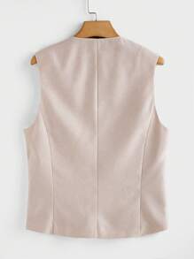 Manfinity VCAY 男士休闲梭织宽松无袖背心，年轻人的时尚日常穿着 - 杏色 - 查看 5