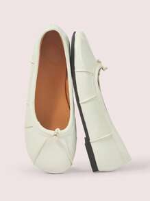 CUCCOO DOLLMOD 女士黑色圆头平底鞋，经典复古风格舞鞋 - 米色 - 查看 9