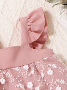 2 pièces Ensemble avec débardeur à volants et short avec nœud pour bébé fille, printemps et été - Multicolore - Voir 4