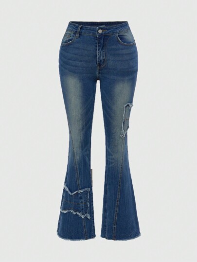 Grunge Punk Jeans évasés femme à poche papillon rétro sexy du millénaire Y2K