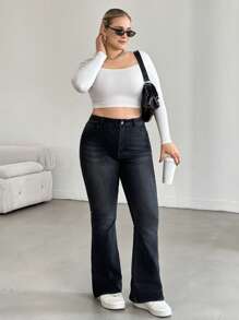 EURMUSE QUẦN JEAN CỠ CAO PLUS PUSH UP THOẢI MÁI CẮT BOOTCUT - màu đen - Xem 7