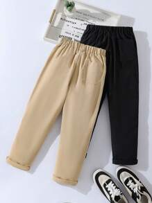Tween Boy Solid Color Minimalist Casual Everyday Pants,Holiday,Summer, Travel - Multicolor - View 2