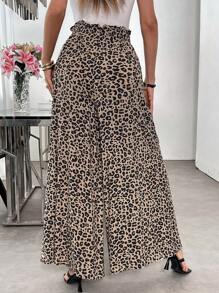 SHEIN LUNE Women's Leopard Print Tie Waist Pocket Pants Skirt, Spring/Summer Summer Outfits For Women Concert Outfit Women Country Business Casual Woman  Summer Outfits For Women