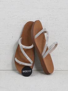 SHUZIA Wide Fit Women's Rhinestone Strappy Arch Support Footbed Crystal Champagne Sandals-Luxury Stylish, Versatile & Comfortable Mother's Day Present - Champagne - View 6