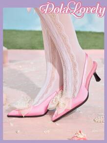 Dola Lovely Beaded Black High Heel Pointed Toe Pumps Spring Shoes Spring Break Easter - Pink - View 10