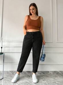 EURMUSE 100%Cotton HIGH WAIST SKINNY LIGHT WASH - Black - View 3