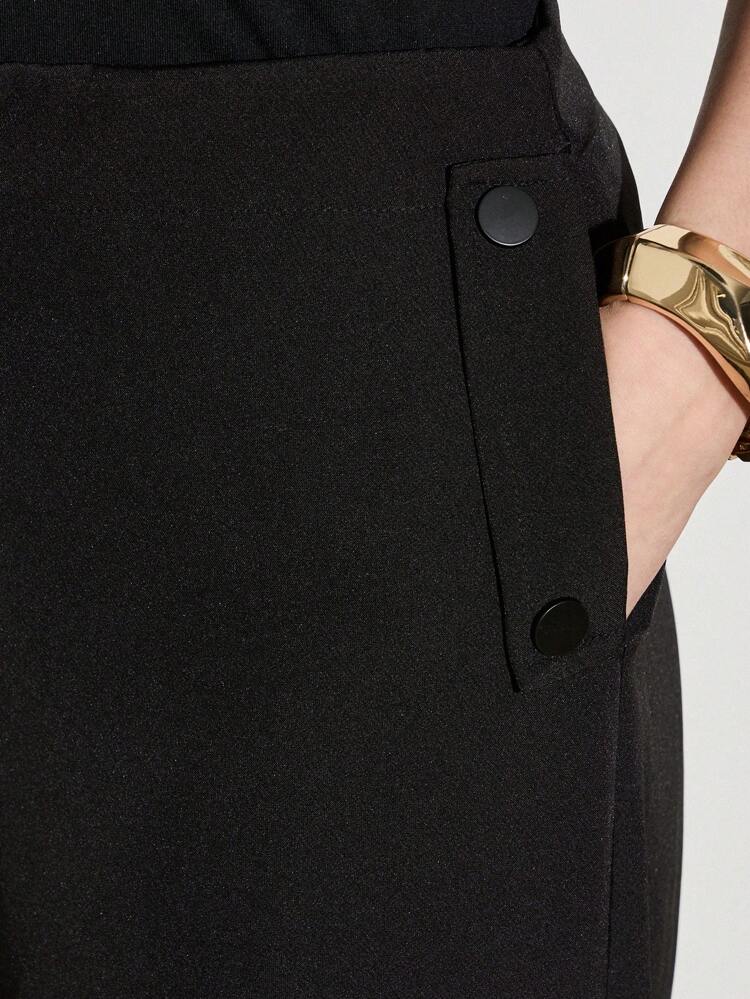 AiiRZ Contemporary Wide Leg Cargo Trousers With Side Utility Pockets Elegant Professional Office Wear Business Casual Pants