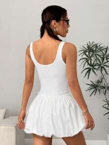 SHEIN Unity 度假风蕾丝拼接蝴蝶结吊带荷叶边收腰修身迷你连衣裙 - 白色 - 查看 2