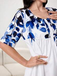 Seusyu Digital Print Single-Breasted A-Line Dress For Women - Multicolor - View 5