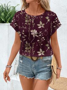 EMERY ROSE Casual Minimalist Women's Round Neck Blouse, Suitable For Summer Chic Blouses For Women,Casual - Multicolor - View 3