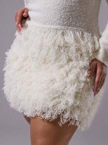 MUSERA Plus Off The Shoulder Knitted Mini Dress Outfit For Everyday, Casual, Break, Classy    Chic - Light Grey - View 4