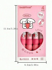 1/2 盒4/8 件，可擦咖啡熊，优质马卡龙紫色海绵中性笔套装 0.5mm，带 ST 按压功能和易擦盖，粉色文具套装，粉色文具套装