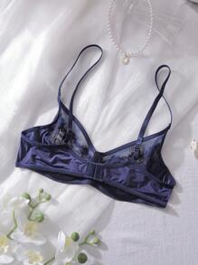 Charlaine صدرية بحمالات دانتيل رومانسية فرنسية بتغطية كاملة وسلك داخلي - أزرق بحري - مشاهدة 2