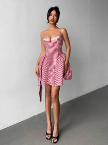 Aloruh Women's Minimalist Casual Everyday Camisole - Red and White - View 6