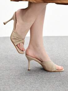 CUCCOO BIZCHIC Women's Square Toe Rhinestone Embellished Gladiator Thick Transparent Heel Peep Toe Summer Breathable Sandals Spring Shoes Spring Break Easter - Khaki - View 1