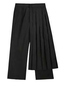 Manfinity EMRG Pantalones anchos de pierna ancha con pliegues y bolsillo de unicolor para hombres