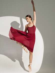 Dansine Ballet Tutus High Elasticity Super Flared Detachable Chest Pad Ladies Ballet Dance Skirt - Burgundy - View 3