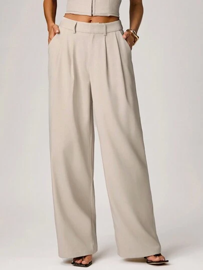 Forever 21 Spring Commute Casual Versatile Office Lady Fashion Loose Straight-Leg Pants For Women