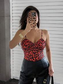 Chiquease Top tipo camisilla con estampado de corazón para mujer
