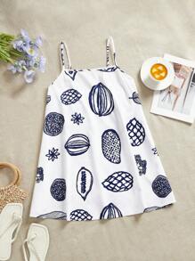 Vivid Eden Gewebtes bedrucktes Minikleid mit Spaghettiträgern für Frauen