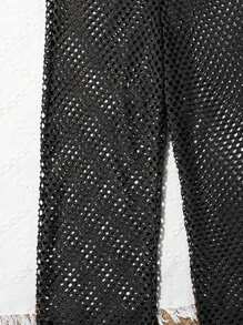 Tween Girl 3pcs/Set Swimwear, With Ruffle Trim - Black - View 5