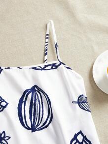 Vivid Eden Gewebtes bedrucktes Minikleid mit Spaghettiträgern für Frauen