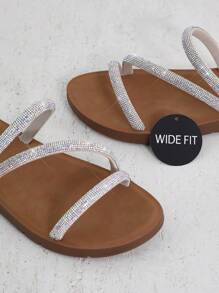 SHUZIA Wide Fit Women's Rhinestone Strappy Arch Support Footbed Crystal Champagne Sandals-Luxury Stylish, Versatile & Comfortable Mother's Day Present - Champagne - View 5