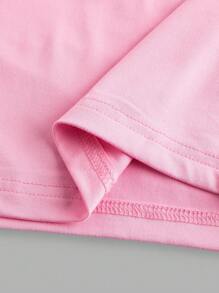 SHEIN EZwear 4 件套休闲简约图案圆领和方领修身短款短袖 T 恤女款，适合夏季 - 彩色 - 查看 11