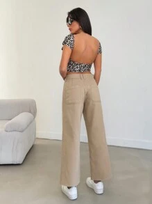 EURMUSE MOD WAIST CROPPED STRAIGHT JEAN CASUAL - Beige - View 2