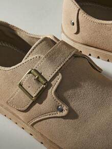 Solecia Women Simple Solid Color Metal Decor Flat Loafers, Casual For Daily Wear Spring Shoes Spring Break Easter - Khaki - View 3