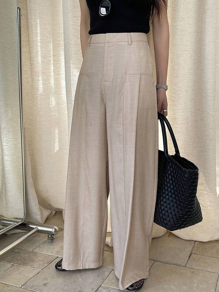 Women's Linen Feel Pintuck Straight Pants