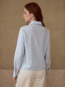 MOTF PREMIUM STRIPED BUTTON UP SHIRT - Blue - View 4