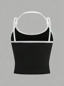 SHEIN Tween Girls' 2pcs Set Minimalist Padded Cami Tops, Soft & Skin-Friendly Adjustable Strap Racerback Camisole Bras - Multicolor - View 4