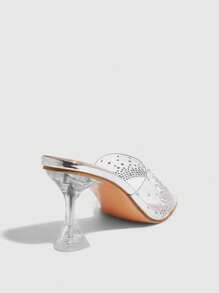 CUCCOO SZL Women Bowknot Pointy Toe Transparent Chunky High Heel Sandals, Elegant Sexy Leopard Patchwork PVC Design Party Evening Shoes For Club Spring Break Easter Prom Heels - Silver - View 6