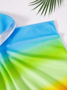 SHEIN 1 szt. Młodzi chłopcy/dziewczęta swobodny, zabawny, uroczy, tęczowy, ombre, nadruk, narzutka na strój kąpielowy, odpowiedni na wycieczki, wakacje, pływanie, gorące źródła, plażę, surfing, wiosnę/lato