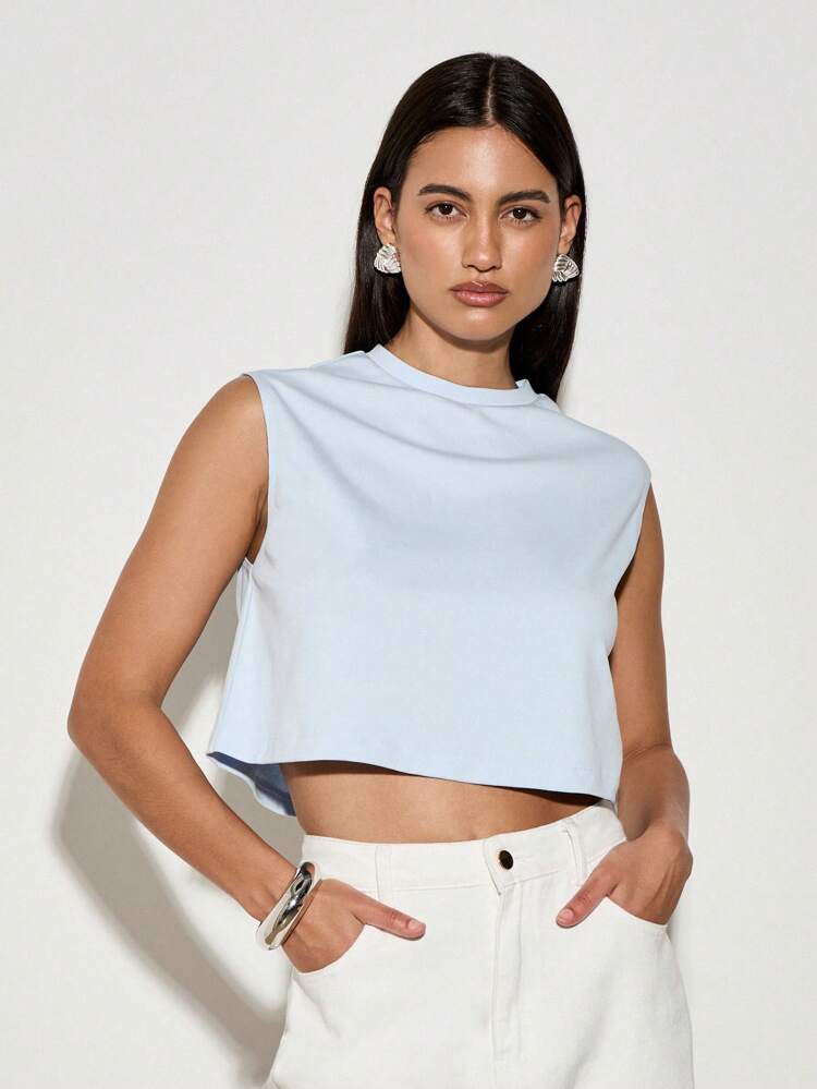 AiiRZ Ärmelloses Crop Tank Top mit Stehkragen, Athletisch, Workout, Laufen, Yoga, Fitness, Sommer, Lässig, Basic, Übung, Training, Gym, Sport, Schnelltrocknend