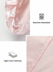 Bộ 2 vỏ gối satin cao cấp kiểu phong bì với viền ren, mềm mại và thoáng khí, chống nhăn, bảo vệ tóc và da, cải thiện chất lượng giấc ngủ. Không bao gồm ruột gối. Thích hợp cho phòng ngủ gia đình, ký túc xá, đạt chứng nhận Oeko-Tex. - Màu Hồng baby - Xem 5