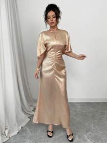 Selianne Luxury Fitted Waist Women's Formal Elegant Long Dress - Pink - View 5
