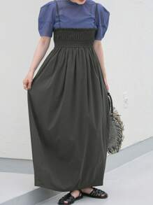 FRIFUL Robe longue casual pour femmes avec bretelles spaghetti de couleur unie