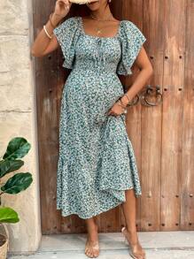 SHEIN Bohemian Ditsy Floral Maternity Dress