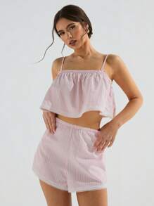 Athîral 2 Stücke Damen Camisole Top und Shorts Set, minimalistischer Alltags Lässig-Wear