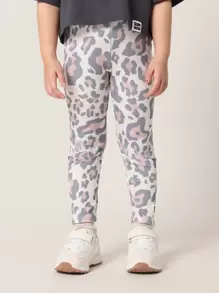 SUMWON 儿童 Wild Child 图案短款 T 恤和动物印花紧身裤套装，适合女孩的街头时尚两件套服装，休闲运动服套装，非常适合上学和玩耍 - 深灰色 - 查看 4