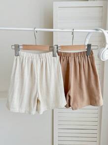 SHEIN LMoss Kids 3er Pack Jungen Lässig Sport Shorts Set, einfarbig mit elastischem Bund und Knopfverzierung, bequem und vielseitig einsetzbar, geeignet für Kleine Jungen, Schulanfang, Geburtstagsfeiern, Abendveranstaltungen, Aufführungen, Hochzeiten, Taufen, Eröffnungszeremonien, Alltagskleidung, Schule, Reisen, Sport, Frühling und Sommer - Verschiedenfarbig - Übersicht 2