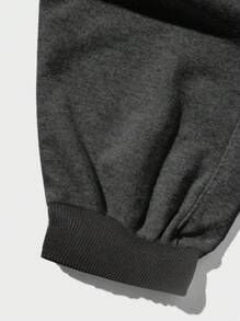 RueChic 100%Cotton Men Flap Pocket Side Drawstring Waist Cargo Sweatpants - Dark Grey - View 4