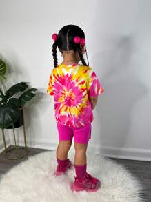 Jong meisje casual straat stijl gebreide ronde hals korte mouw top en shorts set