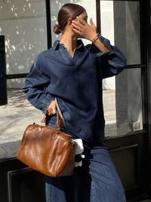 Livesso Ensemble 2 pièces Sweat-shirt en jean et pantalon pour femmes, vêtements d'automne